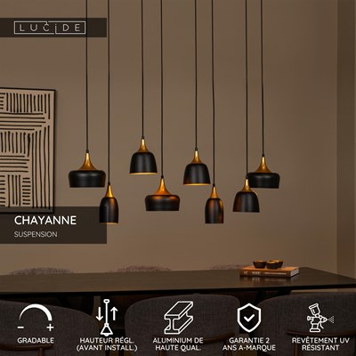 Lucide CHAYANNE - Suspension - 8xE14 - Noir